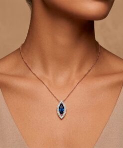 Cadena Dije Zafiro y Diamantes