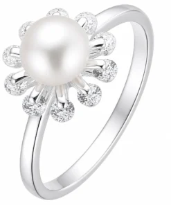 Anillo flor y perla