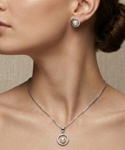 Aretes y Dije Bola Perla