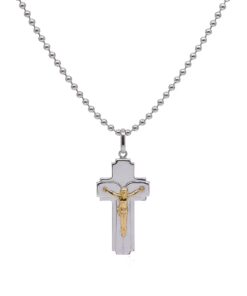 Dije Cruz Lisa Plata 925 y L?mina de Oro 18k 5cm