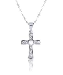 Dije Cruz y Coraz?n Plata 925 1.4cm